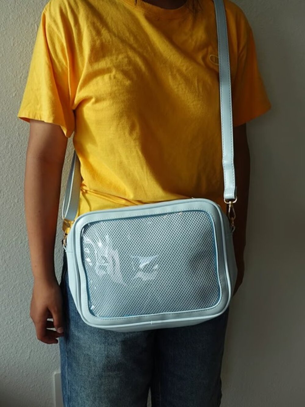 Blue Ita Bag Crossbody, Anime Pin Display Bag, Kawaii Y2K Purse, window Itabag